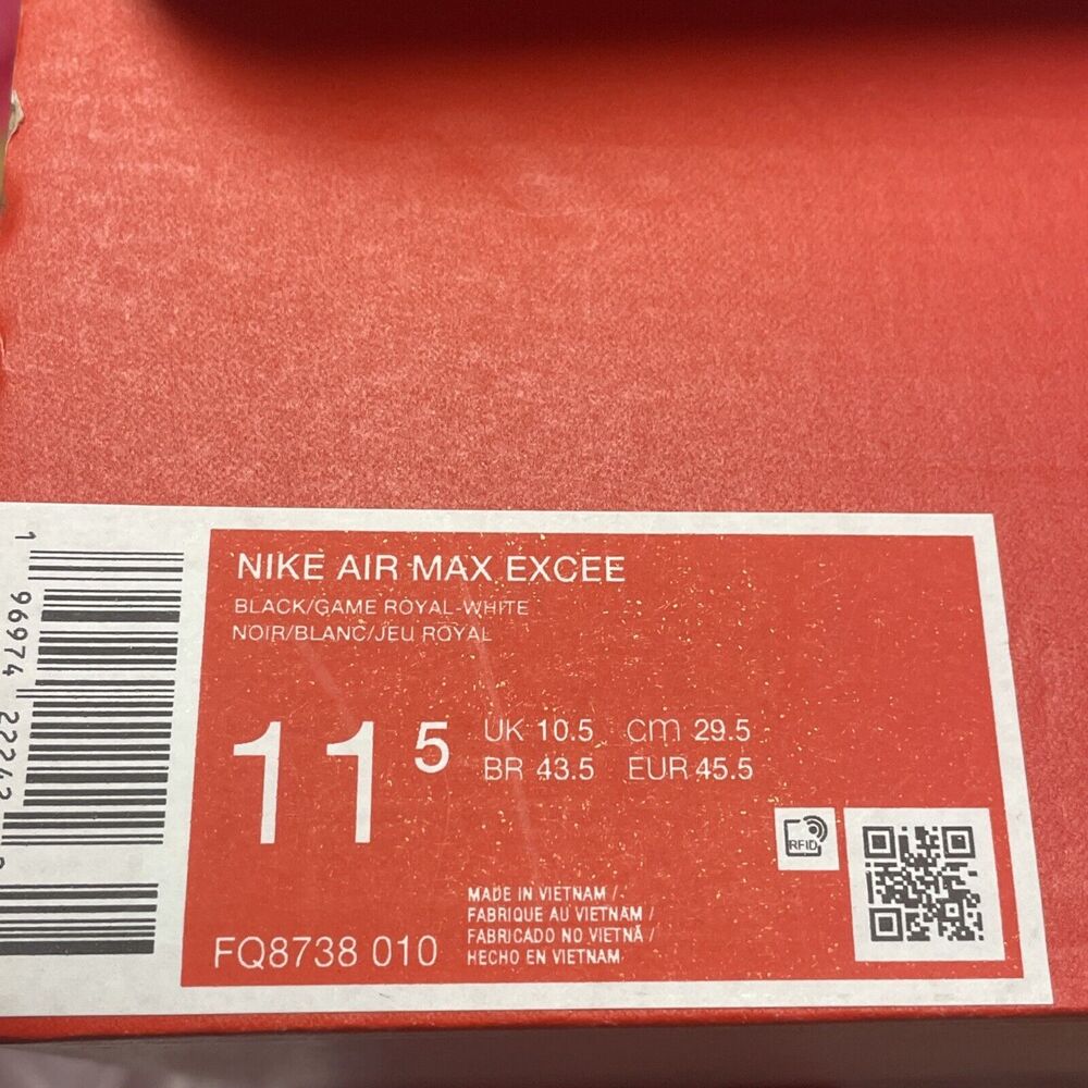 New NIKE Air Max Excee Size 11.5 Black / Blue/ White - Picture 12 of 12